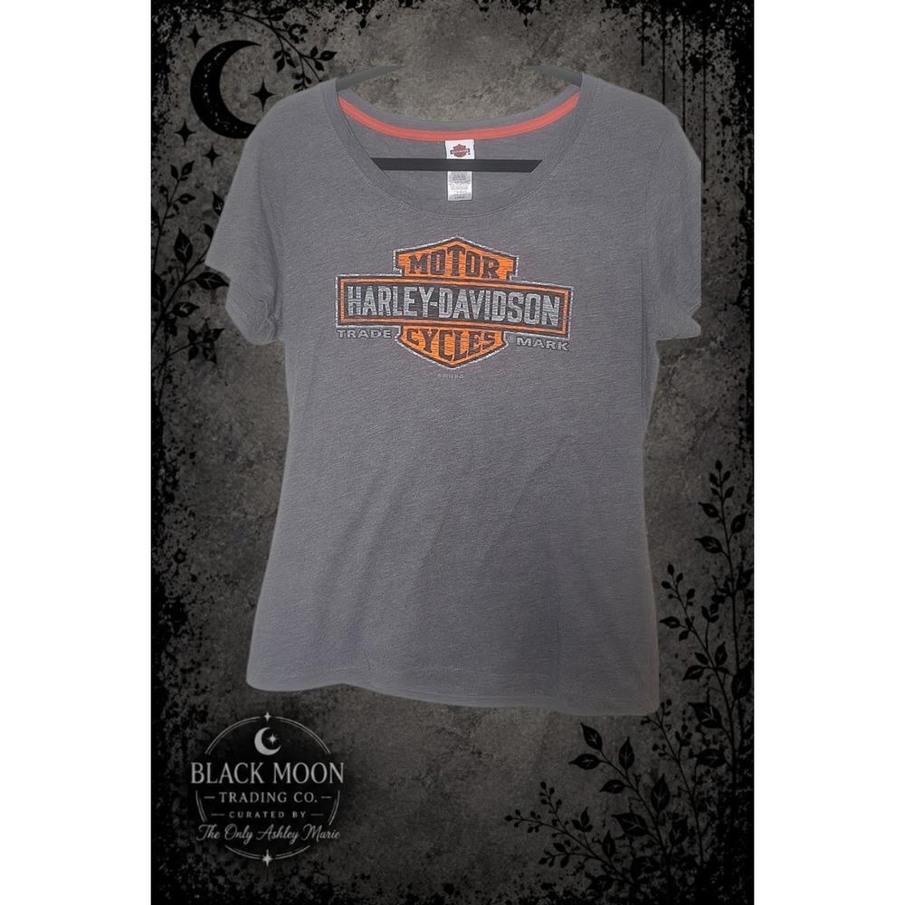 Harley-Davidson Women's Large Gray Bar & Shield Graphic Short Sleeve T-Shirt